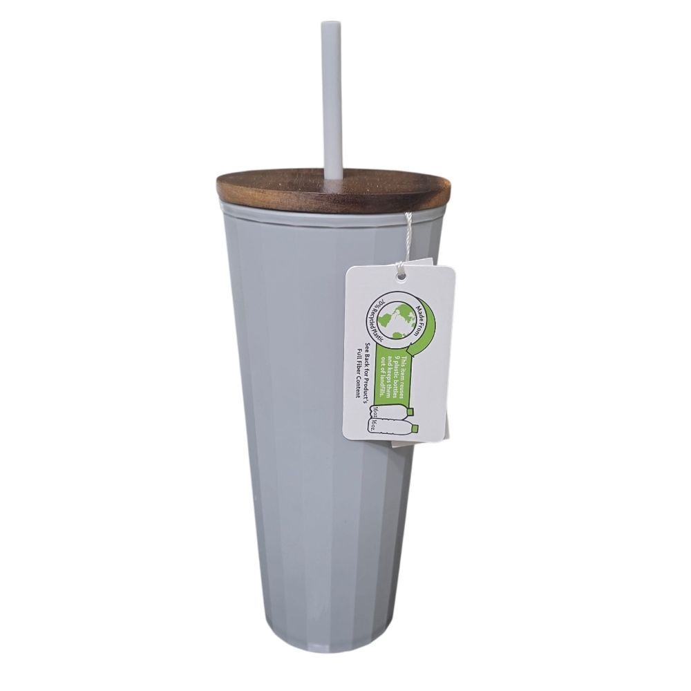 Gray Tumbler with Straw